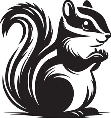 black and white squirrel, squirrel illustration, squirrel silhouette vector isolated on white background