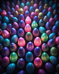 Fototapeta premium Easter eggs in this image are artistically designed for Easter.