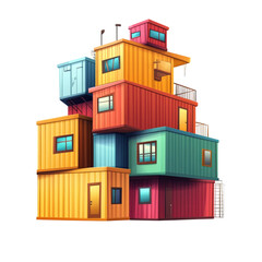 Colorful shipping container home stacked high creative design