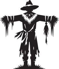 Obraz premium scarecrow illustration, scarecrow vector, scarecrow silhouette vector isolated on white background