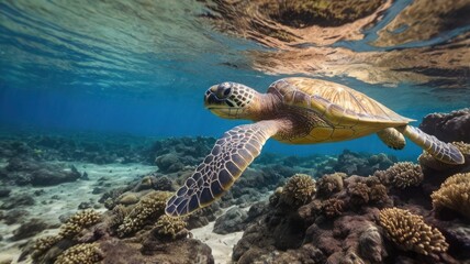 Obraz premium sea turtle swimming