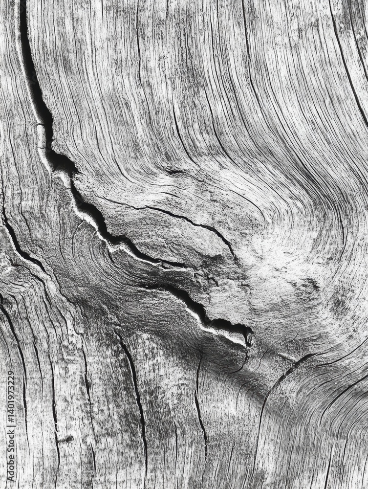Poster close-up view of detailed black and white wood grain showcasing fine texture and unique patterns