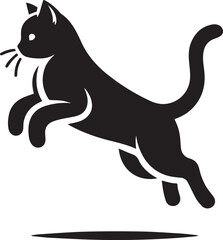 Obraz premium jump cat illustration, jump cat, jump cat silhouette vector isolated on white background