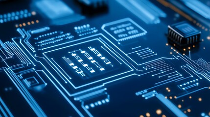A close-up view of a complex electronic circuit board.