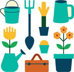 different-gardening-vector-element-set