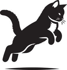jump cat illustration, jump cat, jump cat silhouette vector isolated on white background