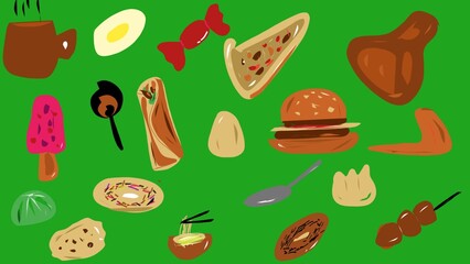 seamless pattern food with vegetables with green background 