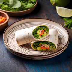 Fresh green vegetable salad with chicken and cheese is a healthy and delicious meal