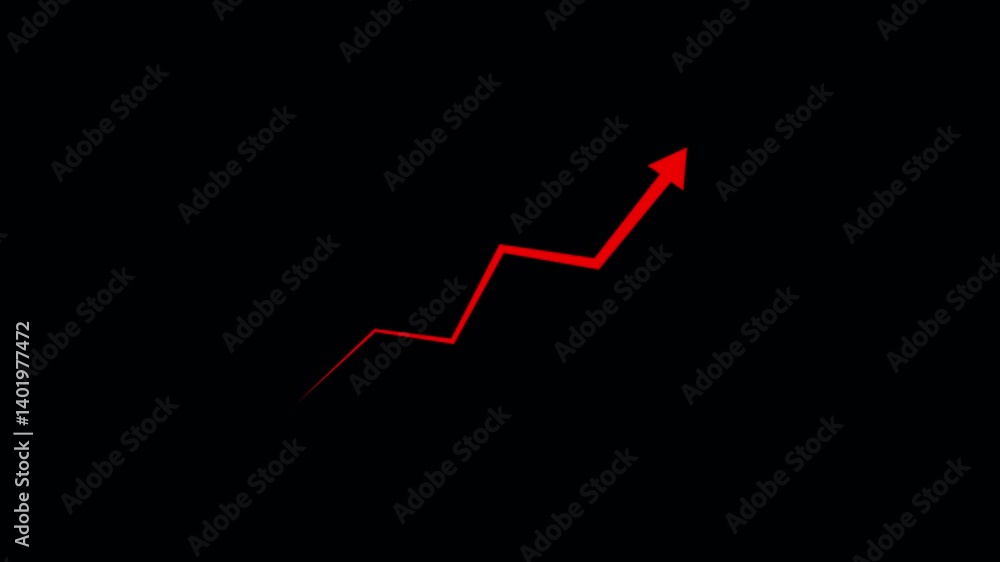 Aufkleber glowing digital arrow ascending on business graph. professional business graph and red color line di