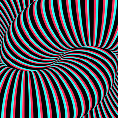 Hypnotic Black, Aqua and Pink Optical Illusion