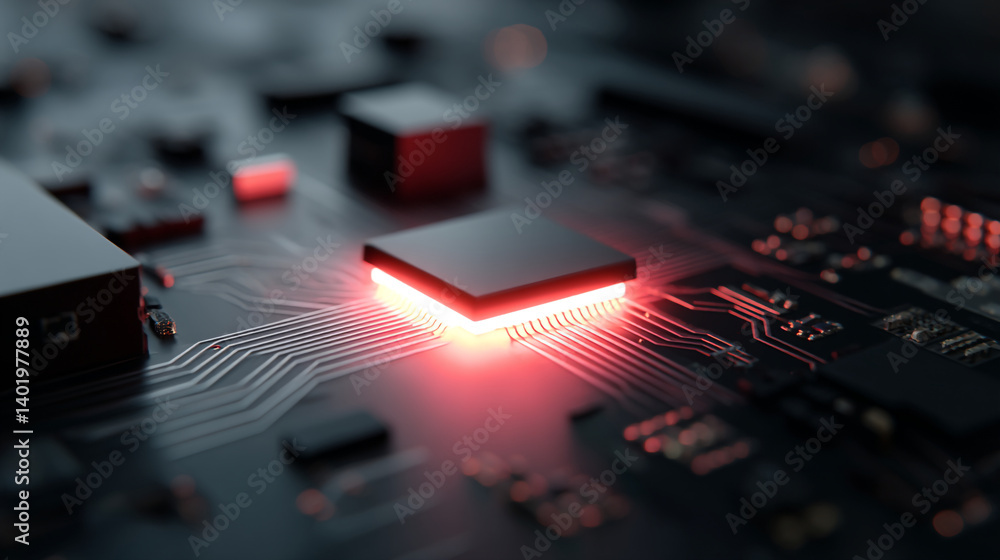 Poster computer chip motherboard technology processor cpu circuit board electronic components system engine