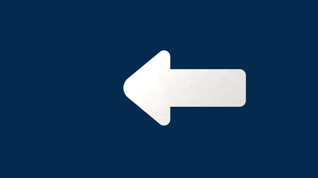 arrow bouncing slide to left. arrow pointing leftwards. Animated arrow icon pointing lef.4k animation with alpha channel. 3d left arrow icon up animation black background