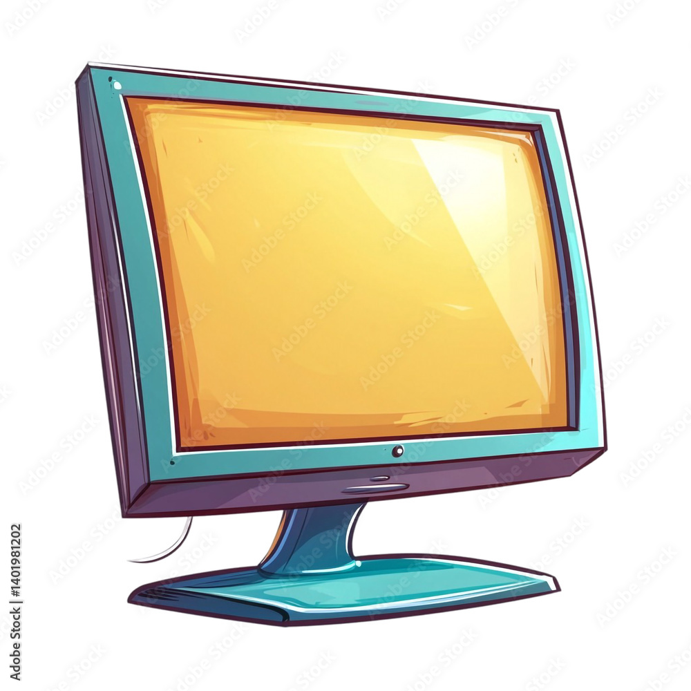 Poster retro computer monitor bright screen nostalgic design