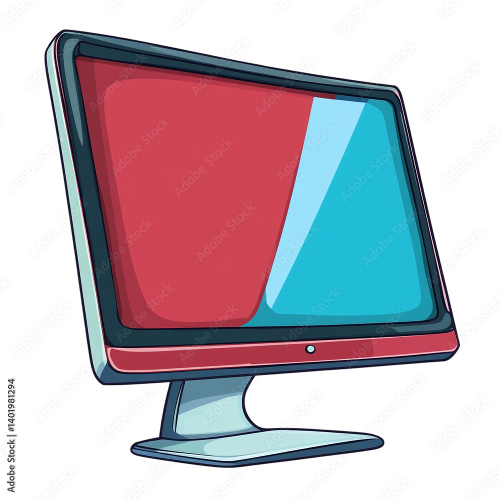 Poster vibrant red and blue computer screen display design