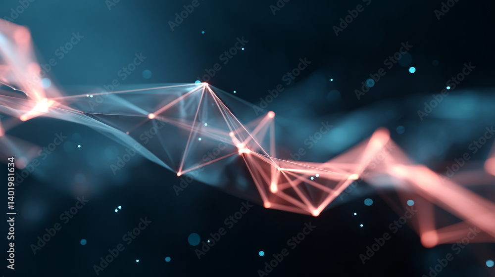 Poster abstract network technology background with glowing lines and dots connection digital design
