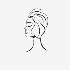 woman head minimalist line art icon logo symbol