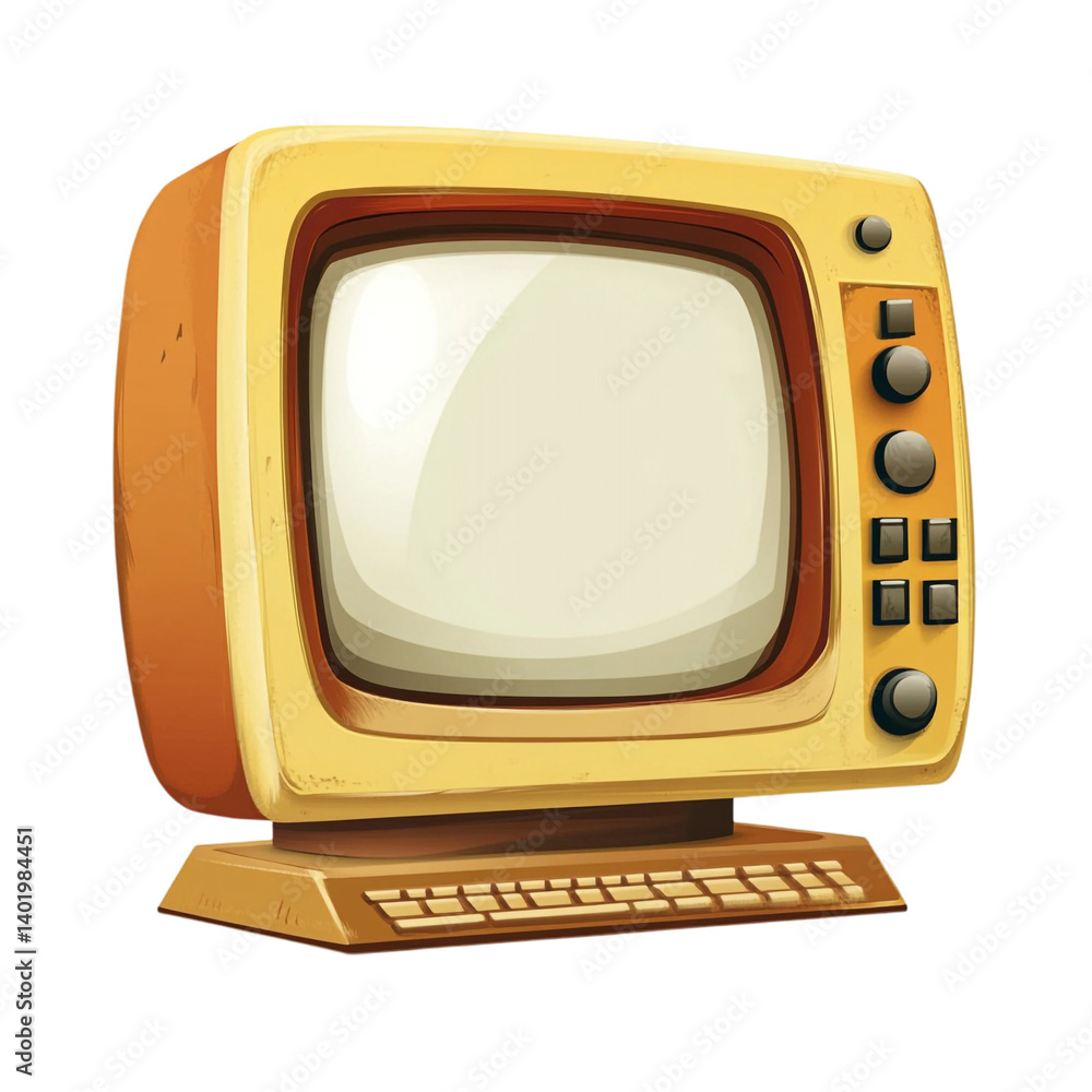 Poster retro computer nostalgic design vintage technology old school screen keyboard buttons