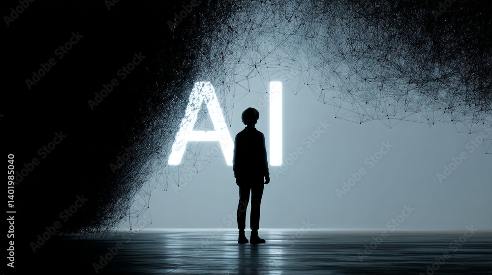 Poster ai artificial intelligence future technology innovation machine learning deep learning concept backg