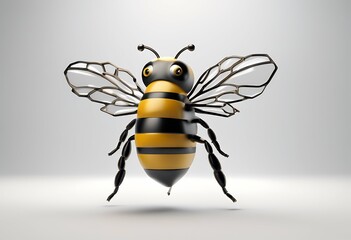 3d bee background isolated rendering white icon illustration insect black symbol honeycomb set art apiculture honey wing macro three-dimensional animal yellow hive bug design logotype fly cute