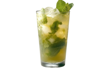 Refreshing mint julep cocktail icy and vibrant perfect summer drink garnished with fresh mint crystal clear glass black