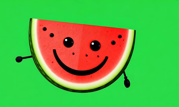 Cartoon watermelon slice with a happy face