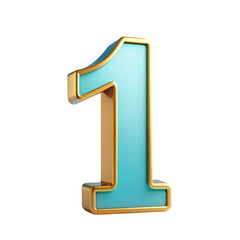 Teal Gold Number 1: 3D Render