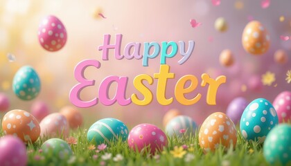 Easter celebration colorful eggs garden digital design festive close-up joyful