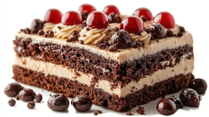 photo a Kahlua Cake isolated on white background,Transparent background, clear border, for easy background separation,image Ai