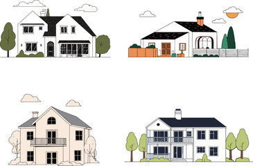 Four House Illustrations