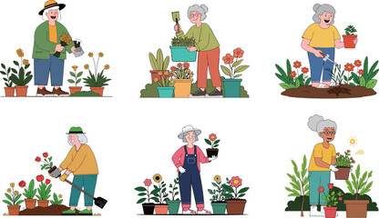 Elderly Women Gardening