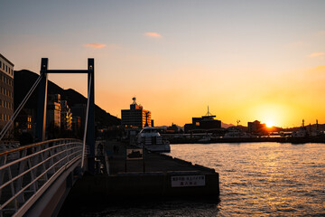 福岡県の観光地、門司港の夕景　門司港レトロ