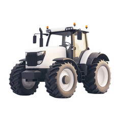 Obraz premium Agricultural action tractor illustration farm landscape cutout background vibrant environment side view concept