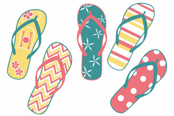set of flip flops silhouette vector illustration