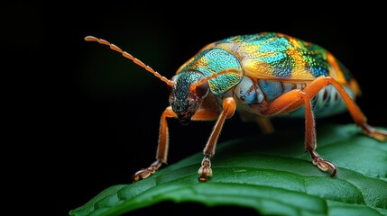 Fototapeta premium Vibrant Jewel Beetle on Leaf