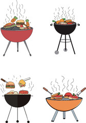 Four Grills with Food