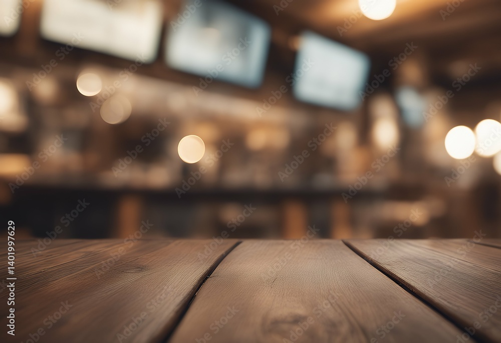 Poster cafe empty background up mock montage can display blurred table used bar be board products shop coff