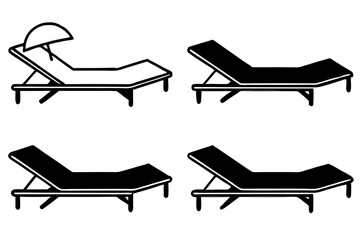 set of beach bed silhouette vector illustration