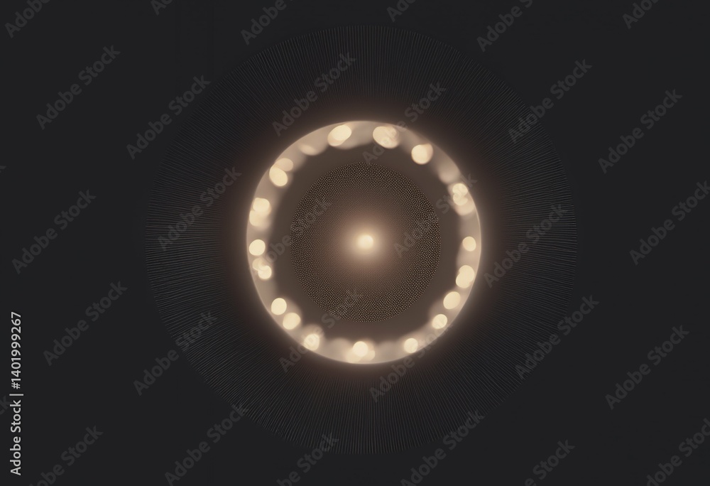 Poster spot dark circular light background modern grey abstract graphic inside black interior cube blur col