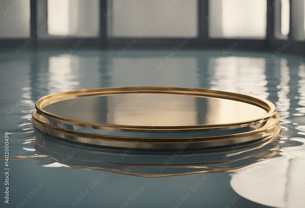 Aufkleber geometric presentation showcase 3d blank space floor water round abstract hemisphere render golden p