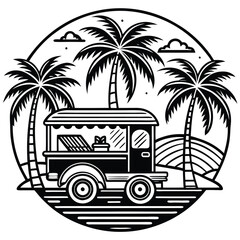 palm trees on the beach vector