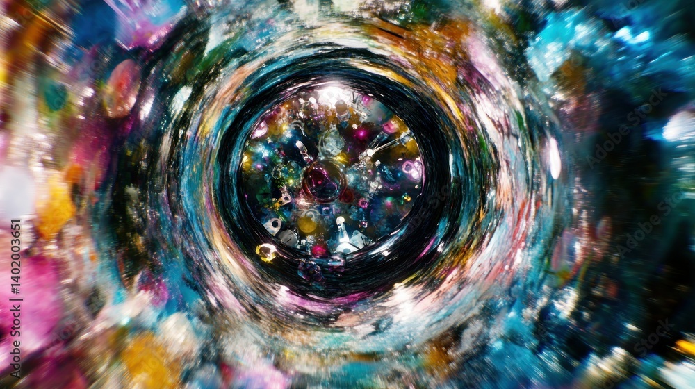 Aufkleber an abstract view through a colorful swirling vortex of light