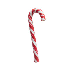 A classic red and white striped candy cane with a smooth, glossy finish.