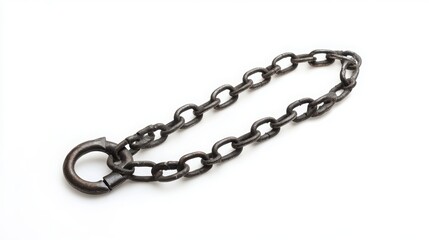 A broken chain representing freedom denied isolated on white background