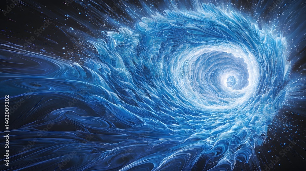 Wall mural dynamic abstract representation of a blue whirlpool in a cosmic space environment