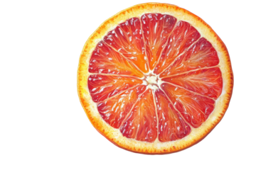 Juicy blood orange slice vibrant red segments against black background studio shot detailed macro