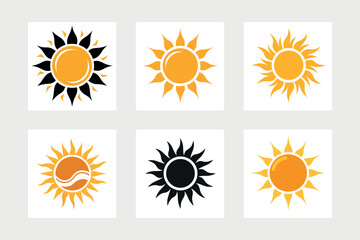 Fototapeta premium A set of sun icon vector art illustration. 