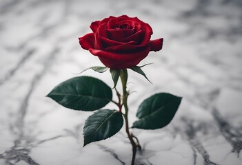 red background marble rose 14-Feb copy space