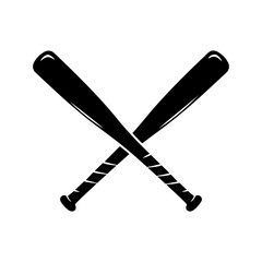 Crossed baseball bat icon silhouette vector flat illustration design.