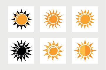    A set of sun icon vector art illustration.
