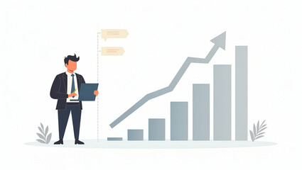 Flat Vector Illustration: Analyzing Financial Performance with Revenue Streams, Operational Costs, and Profit Margins for Strategic Business Planning and Growth